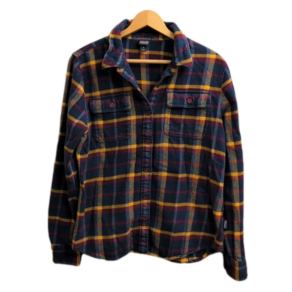 Patagonia Fjord Flannel Women Plaid Button Down Shirt Midweight Organic Cotton